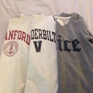 Lot of college sweatshirts